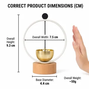 Image détaillée des dimensions du produit indiquant clairement la hauteur et le poids précis.
