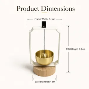 Bol chantant de méditation de bureau avec base en bois et cadre en métal, décoration zen.