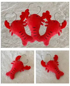 Peluche aragosta rossa per cane, giocattolo sonoro da masticare dettagli animale.