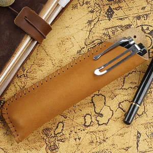 Retro handgemachte echtes Leder Füllfederhalter Etui minimalistische Schutzhülle Geschenk.