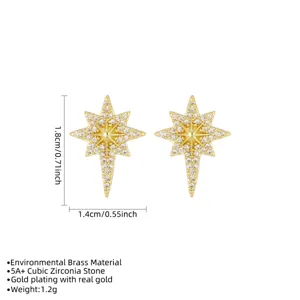 Detailed product specifications of gold plated starburst charm with cubic zirconia