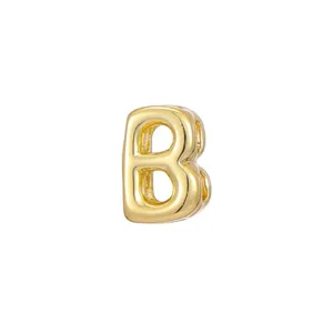 Close-up of a gold-plated bubble letter B charm for DIY necklace jewelry accessories