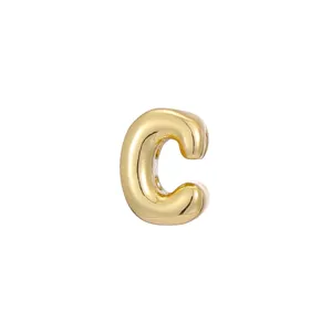 High-polished golden bubble letter C charm pendant for DIY jewelry necklace making.