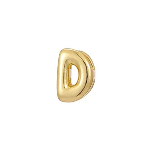 High-quality detailed view of a polished golden bubble letter D jewelry charm for DIY necklaces