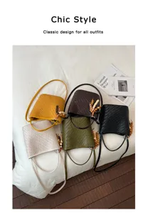 Stylish woven bucket bags in multiple colors featuring elegant beaded tassel charms