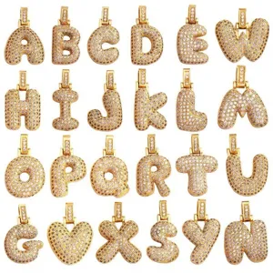 Luxe iced out bubble letter hangers set, vergulde CZ geplaveide DIY alfabet bedeltjes