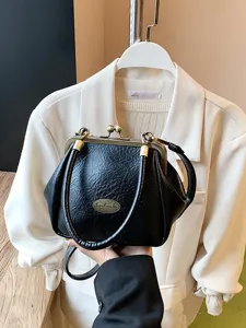 Sac Bandoulière Coquillage Vintage pour Femmes Cuir PU Rétro Fermoir Kiss Lock Petit Sac à Main Soirée pour Femmes Automne Hiver