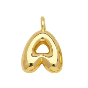 Shiny 18k gold plated bubble letter A pendant for personalized hip-hop jewelry necklaces
