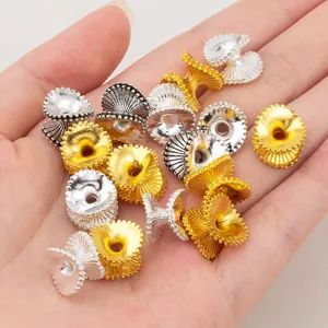 Coppette copriperla a fiore ondulate in lega oro e argento per gioielli DIY creativi