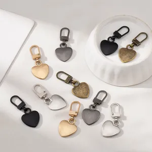 Curseur de Fermeture Éclair Amovible en Alliage Forme de Cœur Sans Outil Tête de Fermeture Décorative Universelle Kit de Réparation pour Vêtements Sac Veste