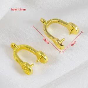 Vergoldete Pinch Bails im Bambusstil für DIY Schmuckherstellung von Anhängern 14mm