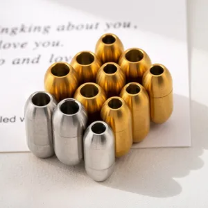 Stainless Steel Oval Magnetic Clasp Brushed Connector For DIY Leather Cord Braided Bracelet Jewelry Findings Gold Steel