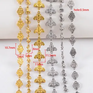 Various stainless steel bee and cat paw shaped chains for DIY jewelry making crafts