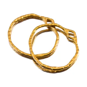 Pendenti tondi in acciaio inossidabile 304 dorato con trama increspata per gioielli DIY