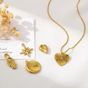 Colgantes bohemios de acero inoxidable chapado en oro 18K corazón y estrella para joyas
