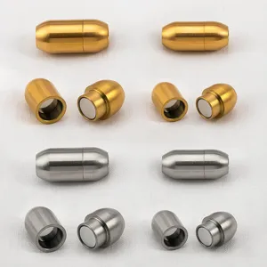 Stainless steel oval magnetic jewelry clasps in gold and silver finishes for DIY bracelets