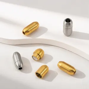 Stainless steel oval magnetic clasps for DIY leather cord jewelry and bracelet making