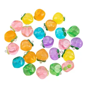 Colorful DIY resin peach charms with translucent finish for handmade jewelry making