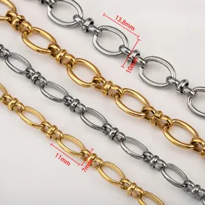 Edelstahl-Gliederkette mit ovalem Clip und 18K Vergoldung für DIY Hip-Hop-Schmuck