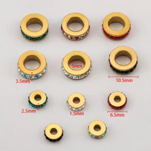 18K Gold Plated Stainless Steel CZ Spacer Beads with Size Specifications for DIY