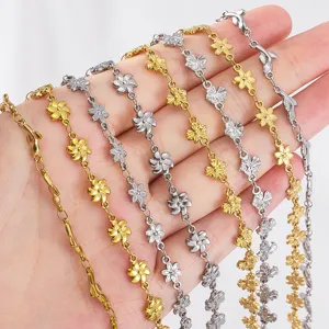 Elegant stainless steel chains with windmill and floral designs for DIY jewelry making