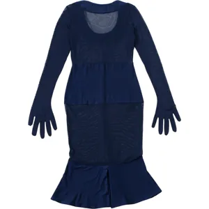 Abito Bodycon Trasparente in Mesh Maniche Lunghe Sexy Slim Fit per Festa Clubwear