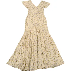 French Style Floral Print V-Neck Long Dress Slim Fit Elegant Maxi Dress for Women