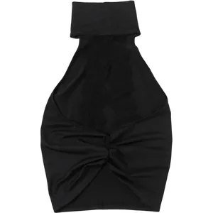 Sexy black high collar sleeveless lace backless slim fit vest women summer top.