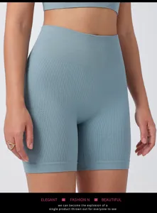 Pantaloncini da yoga a costine senza cuciture a vita alta donna fitness corsa sport abbigliamento