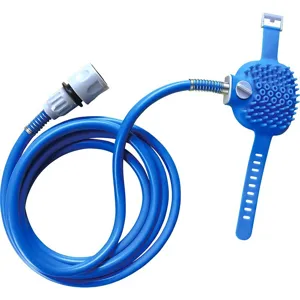 Spazzola da bagno per animali con lungo tubo per cani gatti, doccia massaggiante in silicone.