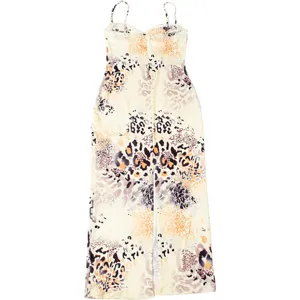 Sexy sleeveless spaghetti strap bodycon midi dress with irregular print for summer.