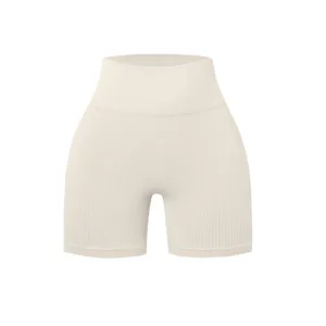 Pantaloncini da yoga a costine senza cuciture a vita alta per fitness, corsa e allenamento.