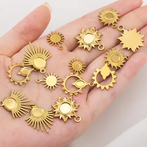 Ciondoli a girasole in acciaio inossidabile 304 dorato per creazione gioielli fai da te
