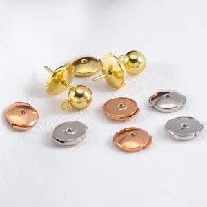 Large metal saucer earring backs with silicone core in gold silver and rose gold colors