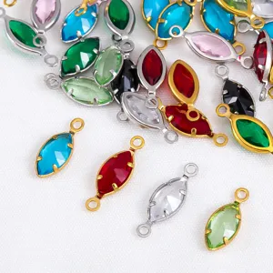 Conectores de Colgante de Vidrio de Color Forma de Marquesa de Acero Inoxidable 304 para Collar Pulsera Joyería DIY Accesorios Hechos a Mano