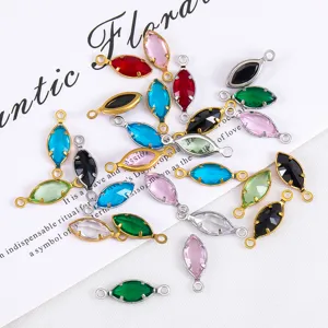 Dijes de cristal marquesa de colores con aros de acero para collares y pulseras DIY.