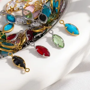 Dijes de marquesa de acero inoxidable y vidrio de colores para hacer joyas de bricolaje