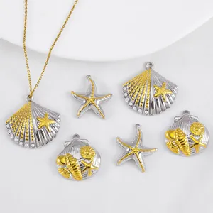 Ciondoli oceanici bicolore in acciaio inox 304 con stelle marine e conchiglie