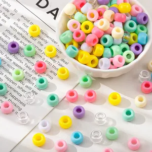 Colorful Acrylic Big Hole Barrel Beads Macaron Candy Color Abacus Beads For DIY Keychain Bracelet Jewelry Making Craft Accessories