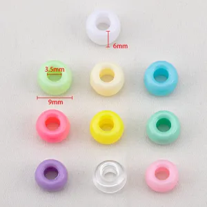 Colorful acrylic large hole beads for DIY jewelry making and handmade keychains 9mm