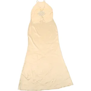 Backless rhinestone halter long dress detail, slim solid color summer sexy party maxi dress.
