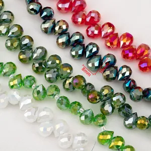 High-quality faceted AB colorful glass teardrop beads for DIY jewelry and crafts