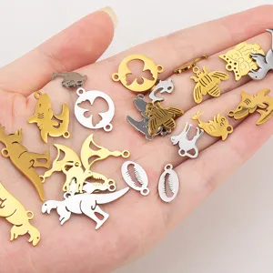 Assorted mini 304 stainless steel animal charms in gold and silver for DIY jewelry making