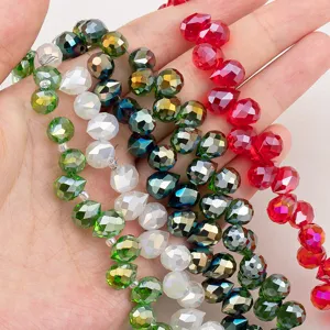 Multi-color faceted glass teardrop beads with AB finish for DIY jewelry making accessories