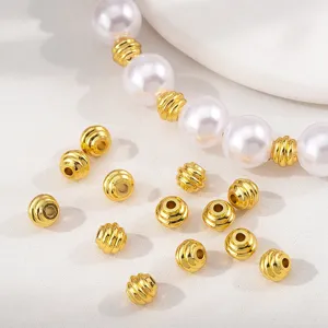 Perles d'Espacement en Cuivre Fileté Plaqué Or 18K Perles en Vrac Géométriques Multi-Couches pour Fabrication de Bijoux DIY Collier Bracelet