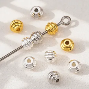Perles d'espacement filetées en cuivre plaqué or 18 carats pour bricolage de bijoux