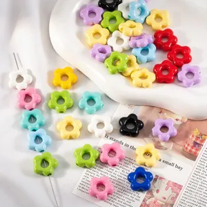 Cuentas de Acrílico de Flor Hueca Pintado Mate Flor de Ciruelo Cuentas Espaciadoras Para DIY Fabricación de Joyas Pulsera Collar Accesorios