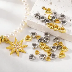 18K Gold Plated Copper Triangle Spacer Beads Geometric Geometric Loose Beads DIY Jewelry Findings For Bracelet Necklace Accessories