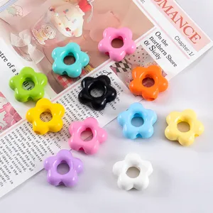 Cuentas de flores de acrílico de colores con cinco pétalos para diseño de joyas DIY