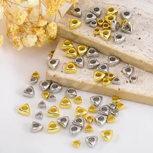 Premium 18K gold plated copper triangle geometric spacer beads for DIY jewelry making